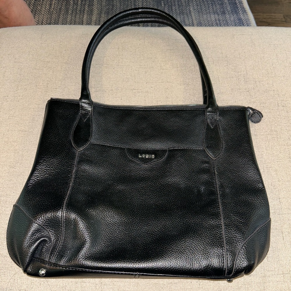 Lodis Classic Black Leather Shoulder Bag